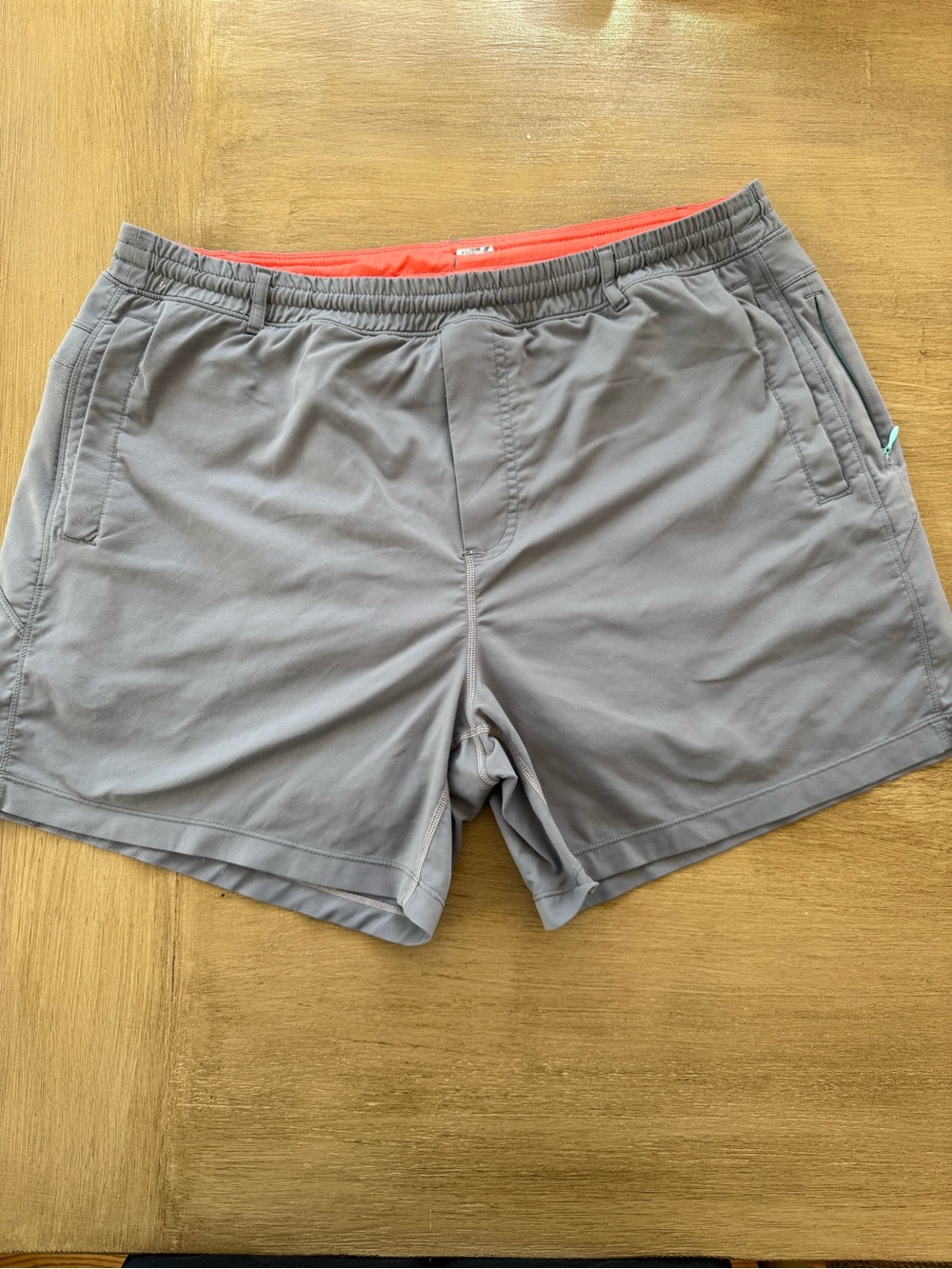 Birddogs Men's Gray Athletic Shorts with Coral Waistband